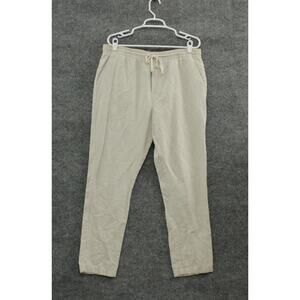 Nautica Women's Ankle Pants W 34" Beige Linen Blend Wide-Leg Casual Mid Rise
